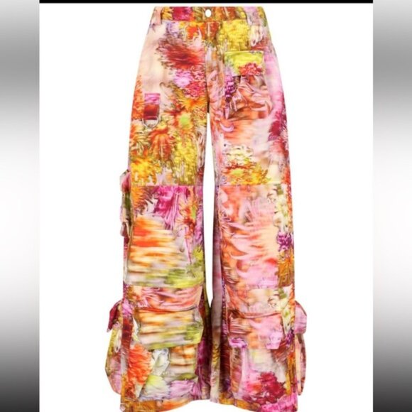 Collina Strada chrysanthemum cargo pants NWT size XS one pair left.